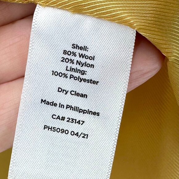 Talbots Mustard Yellow Wool Coat Size 16 - Double Breasted Blazer Coat - Picture 7 of 12